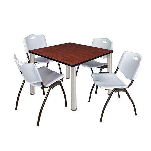 Square Tables > Breakroom Tables > Kee Square Table & Chair Sets, 42 W, 42 L, 29 H, Cherry