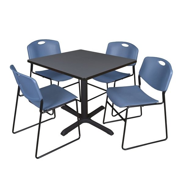 Square Tables > Breakroom Tables > Cain Square Table & Chair Sets, 42 W, 42 L, 29 H, Grey