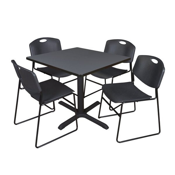 Square Tables > Breakroom Tables > Cain Square Table & Chair Sets, 42 W, 42 L, 29 H, Grey