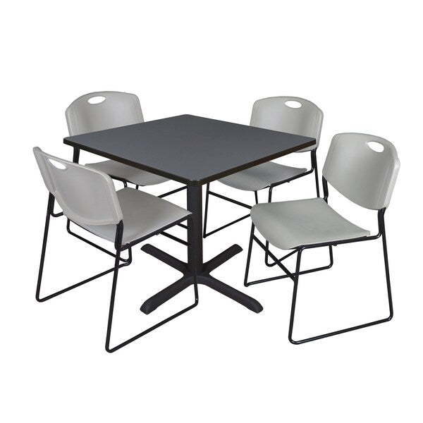 Square Tables > Breakroom Tables > Cain Square Table & Chair Sets, 42 W, 42 L, 29 H, Grey