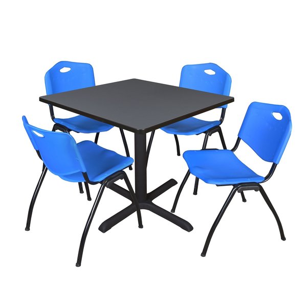 Square Tables > Breakroom Tables > Cain Square Table & Chair Sets, 42 W, 42 L, 29 H, Grey