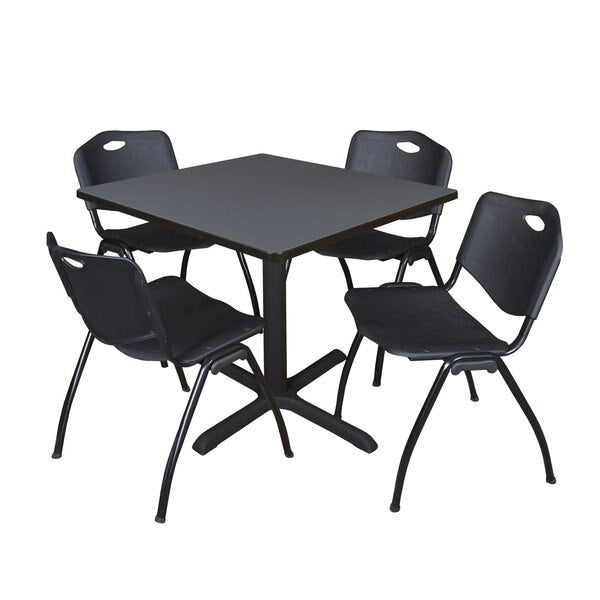 Square Tables > Breakroom Tables > Cain Square Table & Chair Sets, 42 W, 42 L, 29 H, Grey