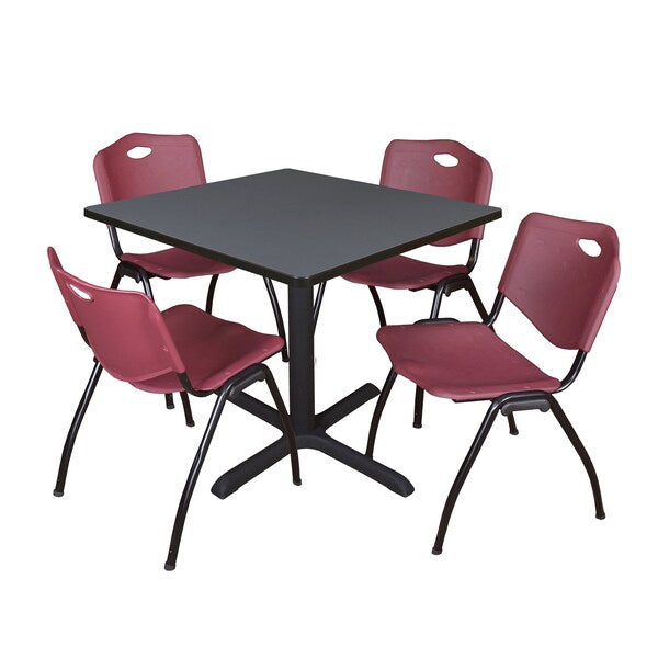 Square Tables > Breakroom Tables > Cain Square Table & Chair Sets, 42 W, 42 L, 29 H, Grey