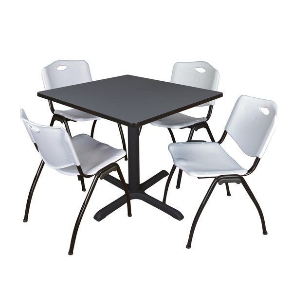 Square Tables > Breakroom Tables > Cain Square Table & Chair Sets, 42 W, 42 L, 29 H, Grey
