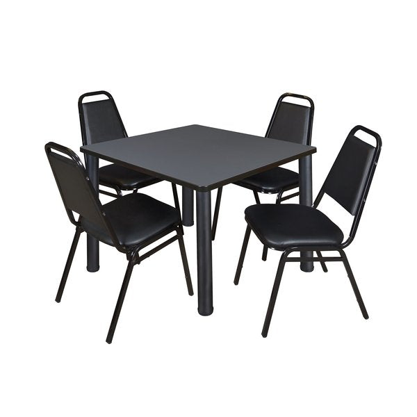 Square Tables > Breakroom Tables > Kee Square Table & Chair Sets, 42 W, 42 L, 29 H, Grey