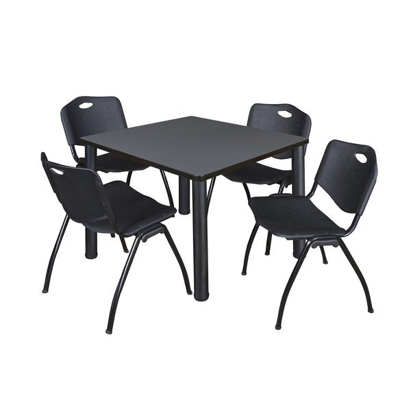 Square Tables > Breakroom Tables > Kee Square Table & Chair Sets, 42 W, 42 L, 29 H, Grey