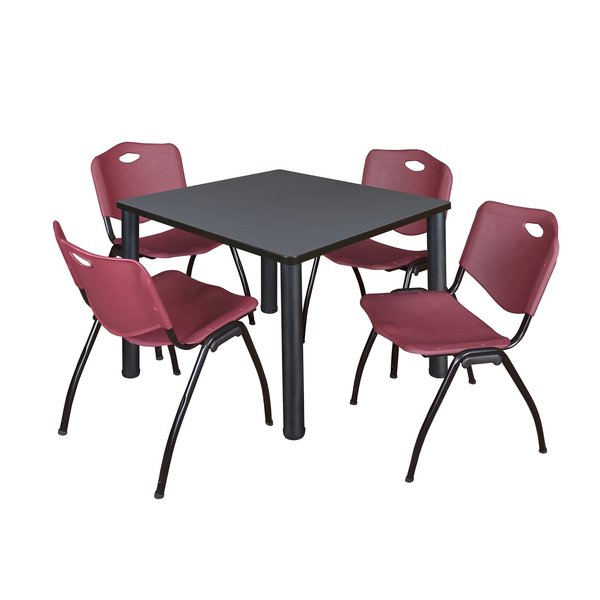 Square Tables > Breakroom Tables > Kee Square Table & Chair Sets, 42 W, 42 L, 29 H, Grey