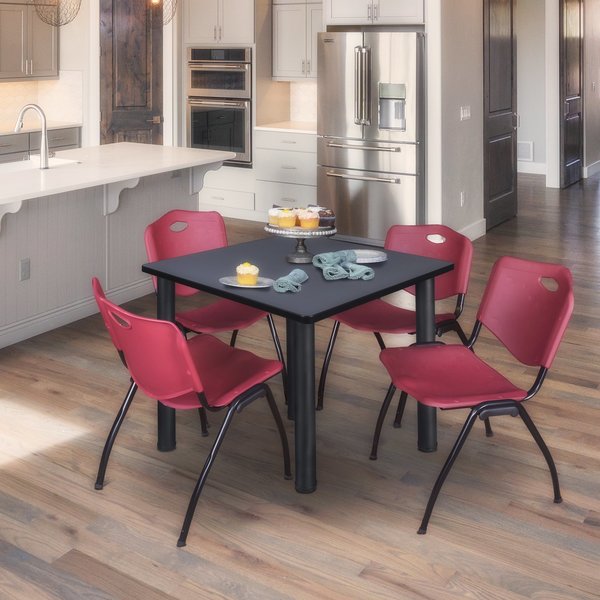 Square Tables > Breakroom Tables > Kee Square Table & Chair Sets, 42 W, 42 L, 29 H, Grey