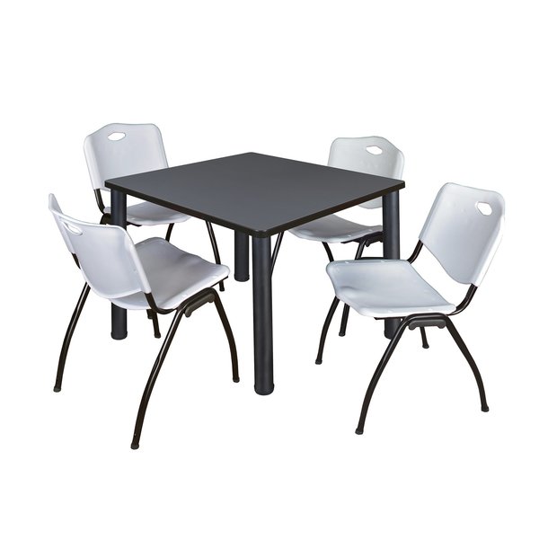 Square Tables > Breakroom Tables > Kee Square Table & Chair Sets, 42 W, 42 L, 29 H, Grey