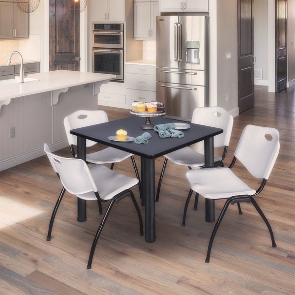 Square Tables > Breakroom Tables > Kee Square Table & Chair Sets, 42 W, 42 L, 29 H, Grey
