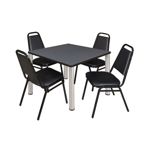 Square Tables > Breakroom Tables > Kee Square Table & Chair Sets, 42 W, 42 L, 29 H, Grey