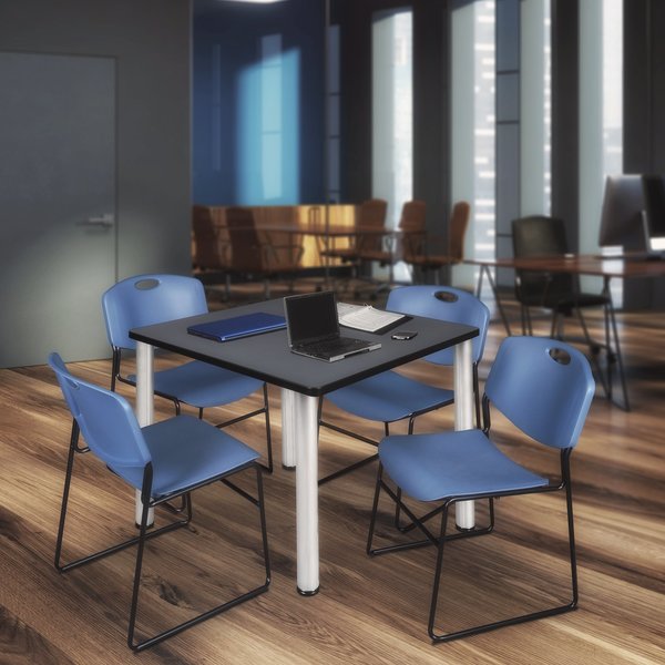 Square Tables > Breakroom Tables > Kee Square Table & Chair Sets, 42 W, 42 L, 29 H, Grey