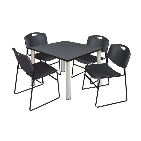 Square Tables > Breakroom Tables > Kee Square Table & Chair Sets, 42 W, 42 L, 29 H, Grey