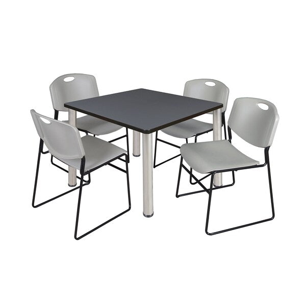 Square Tables > Breakroom Tables > Kee Square Table & Chair Sets, 42 W, 42 L, 29 H, Grey