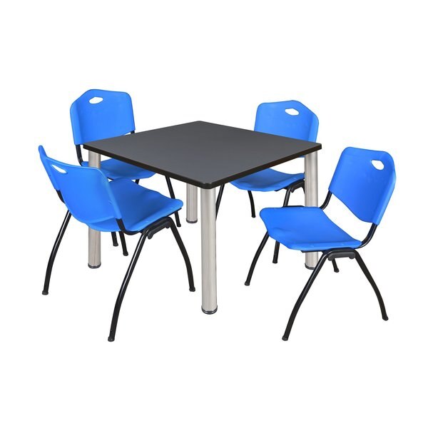 Square Tables > Breakroom Tables > Kee Square Table & Chair Sets, 42 W, 42 L, 29 H, Grey