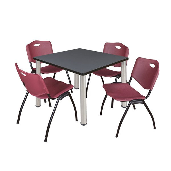 Square Tables > Breakroom Tables > Kee Square Table & Chair Sets, 42 W, 42 L, 29 H, Grey