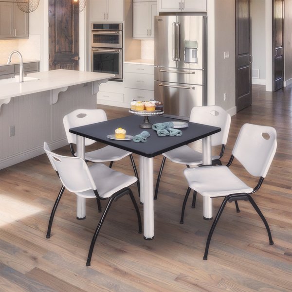 Square Tables > Breakroom Tables > Kee Square Table & Chair Sets, 42 W, 42 L, 29 H, Grey