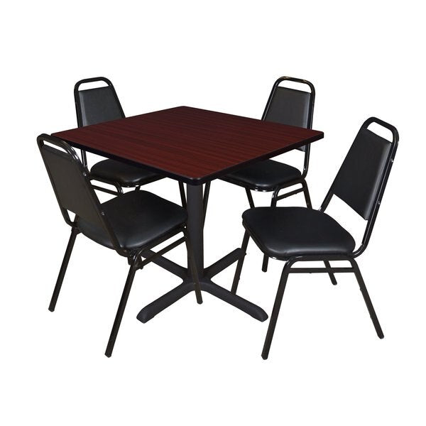 Square Tables > Breakroom Tables > Cain Square Table & Chair Sets, 42 W, 42 L, 29 H, Mahogany