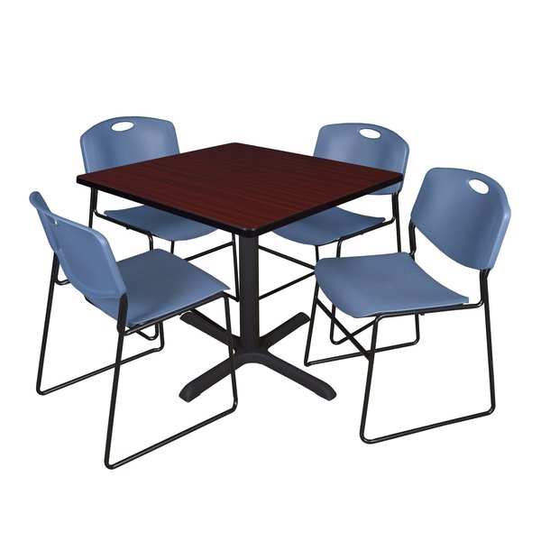 Square Tables > Breakroom Tables > Cain Square Table & Chair Sets, 42 W, 42 L, 29 H, Mahogany