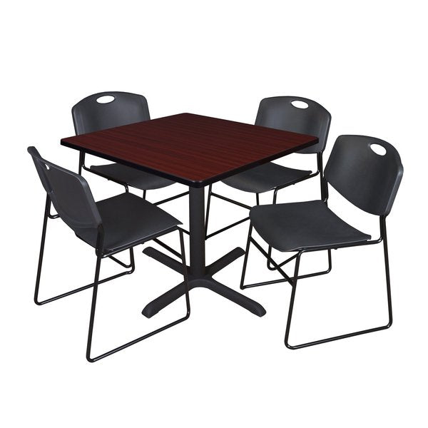 Square Tables > Breakroom Tables > Cain Square Table & Chair Sets, 42 W, 42 L, 29 H, Mahogany