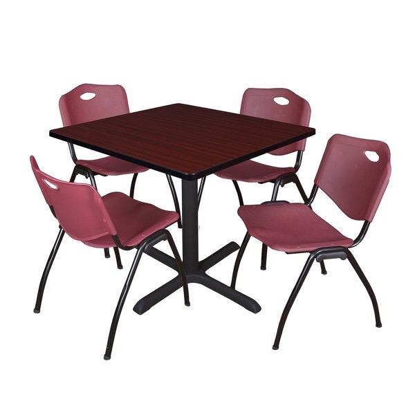 Square Tables > Breakroom Tables > Cain Square Table & Chair Sets, 42 W, 42 L, 29 H, Mahogany