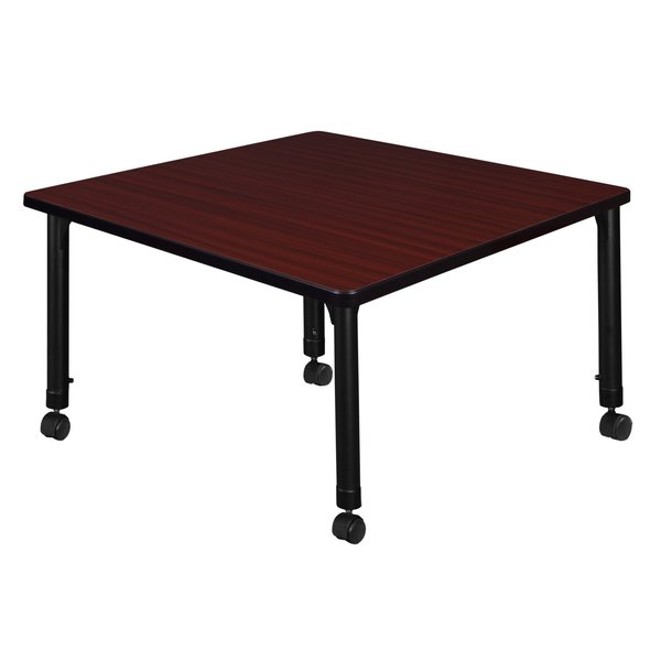 Tables > Height Adjustable > Square Mobile Tables, 42 X 42 X 23-34, Wood|Metal Top