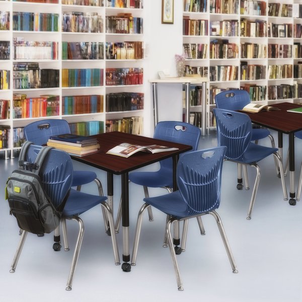 Tables > Height Adjustable > Square Mobile Tables, 42 X 42 X 23-34, Wood|Metal Top
