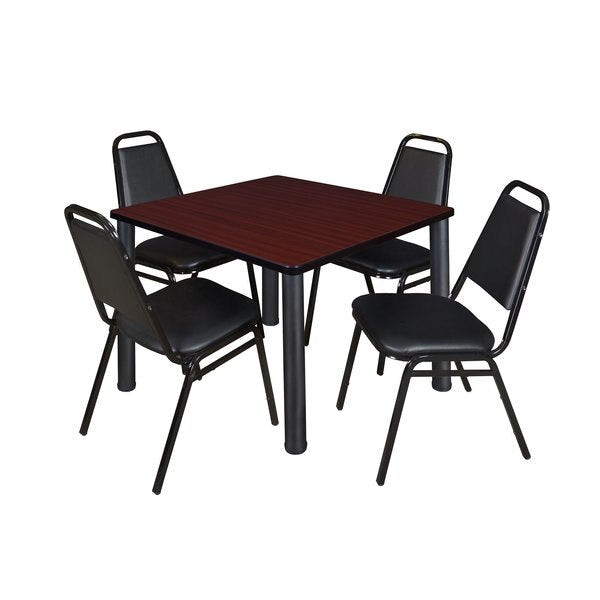 Square Tables > Breakroom Tables > Kee Square Table & Chair Sets, 42 W, 42 L, 29 H, Mahogany