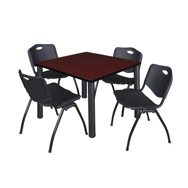 Square Tables > Breakroom Tables > Kee Square Table & Chair Sets, 42 W, 42 L, 29 H, Mahogany