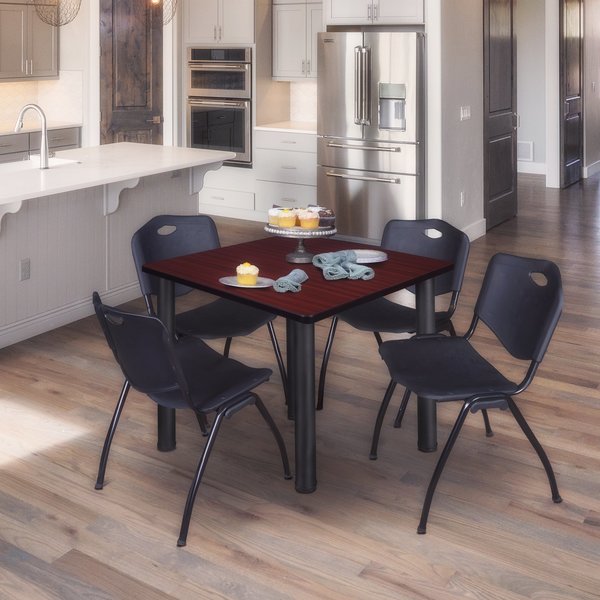 Square Tables > Breakroom Tables > Kee Square Table & Chair Sets, 42 W, 42 L, 29 H, Mahogany