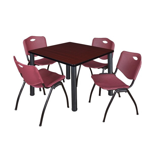 Square Tables > Breakroom Tables > Kee Square Table & Chair Sets, 42 W, 42 L, 29 H, Mahogany