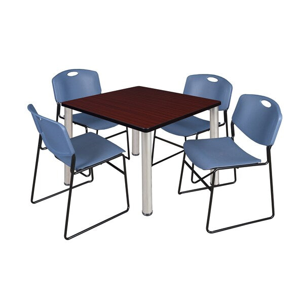 Square Tables > Breakroom Tables > Kee Square Table & Chair Sets, 42 W, 42 L, 29 H, Mahogany