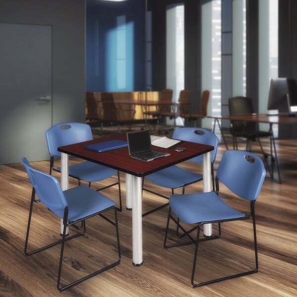 Square Tables > Breakroom Tables > Kee Square Table & Chair Sets, 42 W, 42 L, 29 H, Mahogany