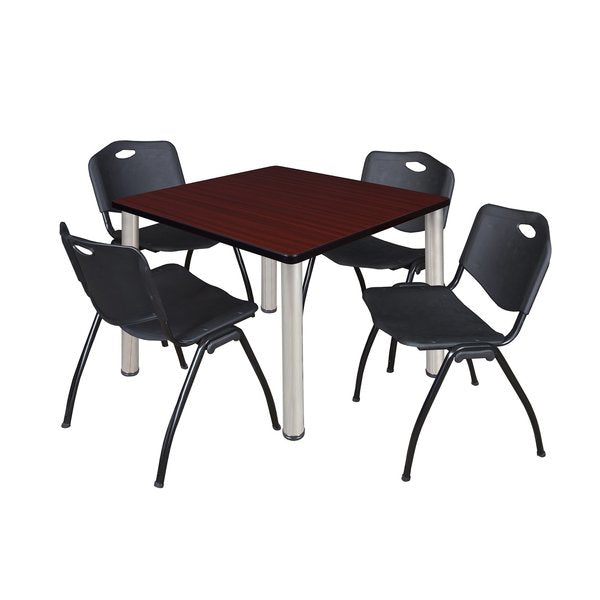 Square Tables > Breakroom Tables > Kee Square Table & Chair Sets, 42 W, 42 L, 29 H, Mahogany