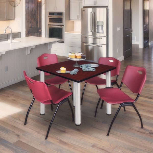 Square Tables > Breakroom Tables > Kee Square Table & Chair Sets, 42 W, 42 L, 29 H, Mahogany