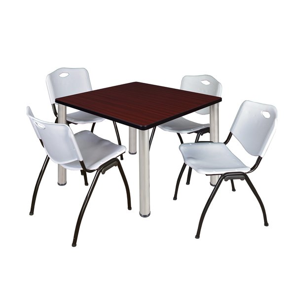 Square Tables > Breakroom Tables > Kee Square Table & Chair Sets, 42 W, 42 L, 29 H, Mahogany