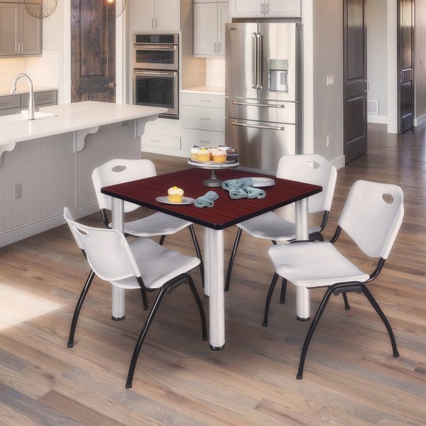 Square Tables > Breakroom Tables > Kee Square Table & Chair Sets, 42 W, 42 L, 29 H, Mahogany