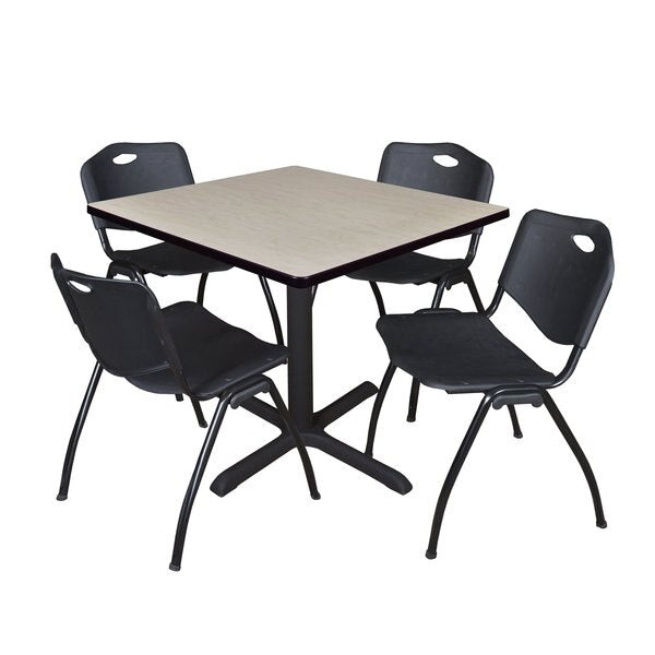 Square Tables > Breakroom Tables > Cain Square Table & Chair Sets, 42 W, 42 L, 29 H, Maple