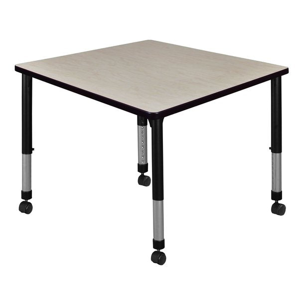 Tables > Height Adjustable > Square Mobile Tables, 42 X 42 X 23-34, Wood|Metal Top