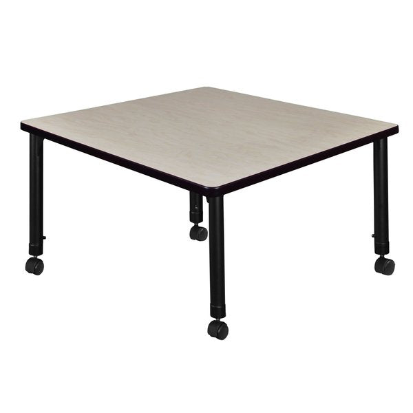 Tables > Height Adjustable > Square Mobile Tables, 42 X 42 X 23-34, Wood|Metal Top