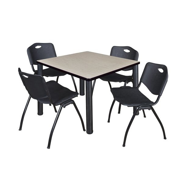 Square Tables > Breakroom Tables > Kee Square Table & Chair Sets, 42 W, 42 L, 29 H, Maple