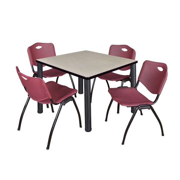 Square Tables > Breakroom Tables > Kee Square Table & Chair Sets, 42 W, 42 L, 29 H, Maple