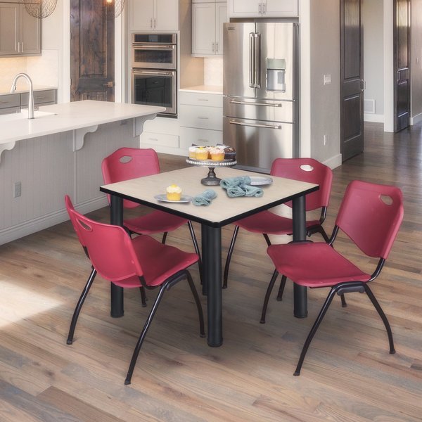 Square Tables > Breakroom Tables > Kee Square Table & Chair Sets, 42 W, 42 L, 29 H, Maple