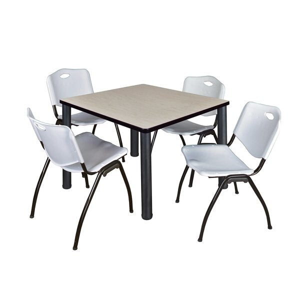 Square Tables > Breakroom Tables > Kee Square Table & Chair Sets, 42 W, 42 L, 29 H, Maple
