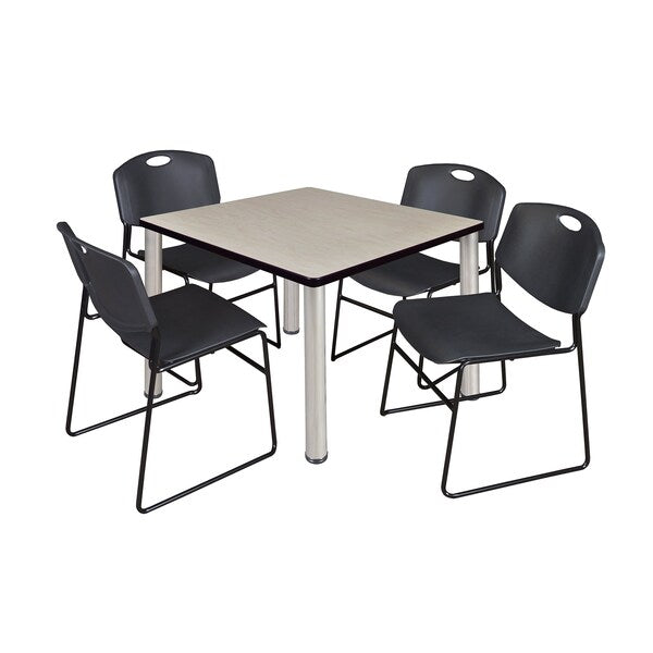 Square Tables > Breakroom Tables > Kee Square Table & Chair Sets, 42 W, 42 L, 29 H, Maple