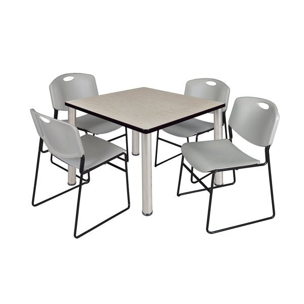 Square Tables > Breakroom Tables > Kee Square Table & Chair Sets, 42 W, 42 L, 29 H, Maple