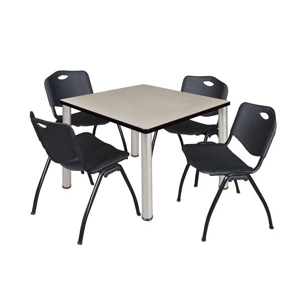 Square Tables > Breakroom Tables > Kee Square Table & Chair Sets, 42 W, 42 L, 29 H, Maple