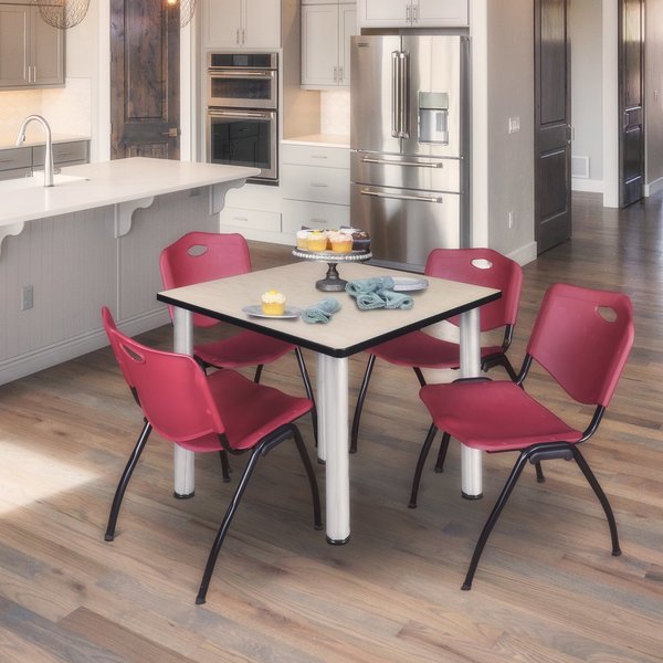 Square Tables > Breakroom Tables > Kee Square Table & Chair Sets, 42 W, 42 L, 29 H, Maple