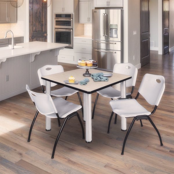 Square Tables > Breakroom Tables > Kee Square Table & Chair Sets, 42 W, 42 L, 29 H, Maple