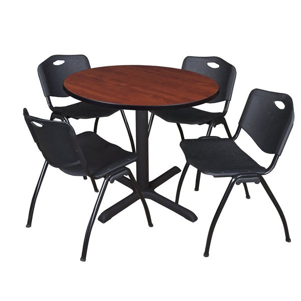 Round Tables > Breakroom Tables > Cain Round Table & Chair Sets, 42 W, 42 L, 29 H, Cherry